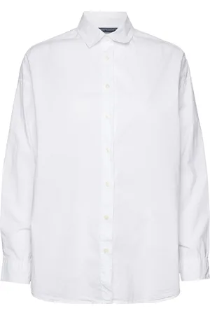 Lexington Pernilla Organic Cotton Poplin Shirt Tops Shirts Long-sleeved White