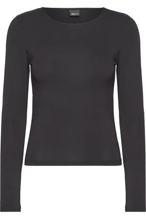 Gina Tricot Soft Touch Crew Neck Top Tops T-shirts & Tops Long-sleeved Black