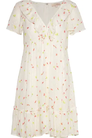 by Ti Mo Dotted Georgette Mini Dress Designers Short Dress Cream