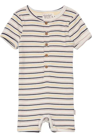 Minymo Suit Ss Y/D Rib Bodysuits Short-sleeved Beige
