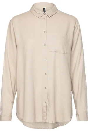VERO MODA Vmmymilo Ls Shirt Wvn Ga Tops Shirts Long-sleeved Cream