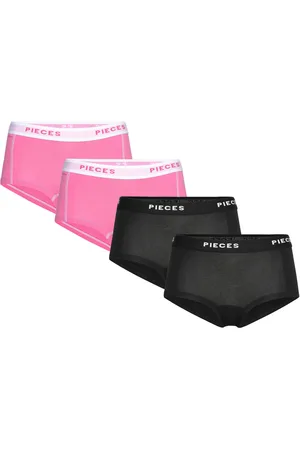 Pieces® Pclogo Lady 4 Pack Solid Noos Bc Hipsterit Alushousut Alusvaatteet Black