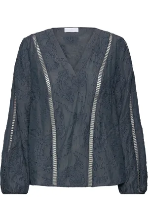 Levete Room Lr-Fenna Tops Blouses Long-sleeved Navy