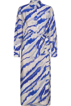 VILA Vidogma Esa V-Neck L/S Midi Shirt Dress Dresses Wrap Dresses Blue