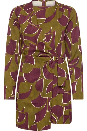 MANGO Knotted Wrap Dress Lyhyt Mekko Khaki Green