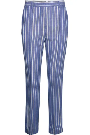 DAY Birger et Mikkelsen Classic Lady - Linen Stripe Bottoms Trousers Suitpants Blue