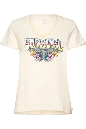 Rip Curl Block Party V Tee Sport T-shirts & Tops Short-sleeved Beige