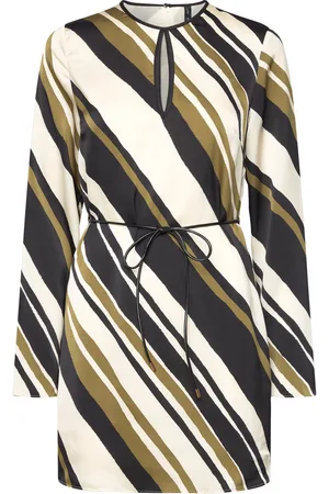 MANGO Belt Striped Dress Lyhyt Mekko Black