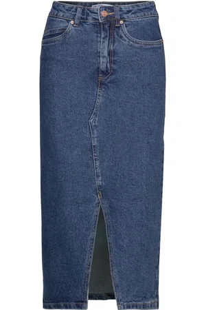 VERO MODA Vmveri Hr Calf Denim Skirt Ga Mix Noos Polvipituinen Hame Blue