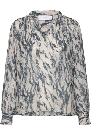 Levete Room Lr-Fia Tops Blouses Long-sleeved Navy