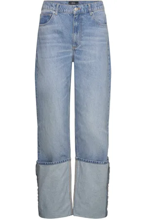 MANGO Turned-Up Straight Jeans Bottoms Jeans Straight-regular Blue