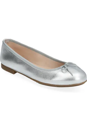 Bianco Biamadison Ballerina Metallic Leather Ballerinat Silver