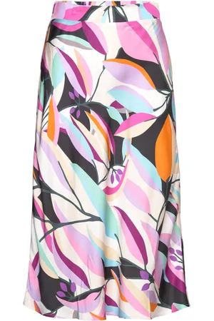 Coster Copenhagen Skirt In Multi Leaf Print - Sille F Polvipituinen Hame Pink