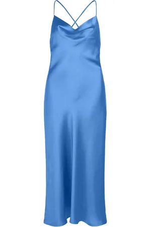 Object Objsateen S/L Midi Dress E Div Maksimekko Juhlamekko Blue
