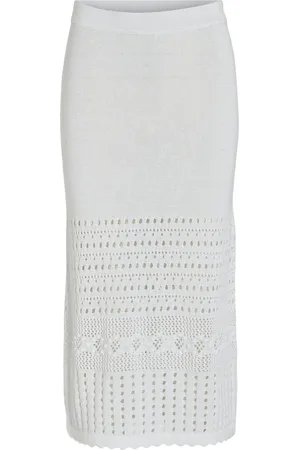 VILA Vidolise Crochet Knit Skirt/Ln Skirts Knitted Skirts White