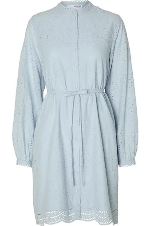 SELECTED Slftatiana Ls Short Embr Dress Noos Lyhyt Mekko Blue