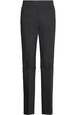 MANGO Straight Pleated Trousers Bottoms Trousers Straight Leg Black