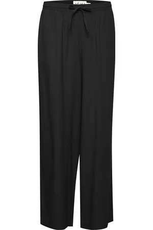 Ichi Ihlino Pa2 Fl Bottoms Trousers Wide Leg Black