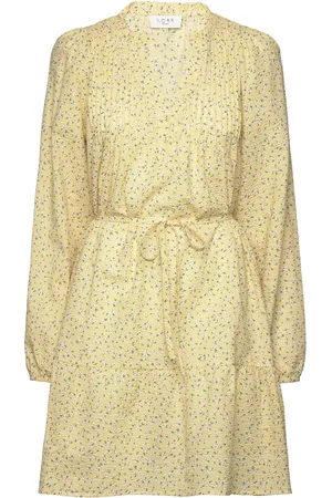 Norr Opal Seersucker Dress Polvipituinen Mekko Yellow