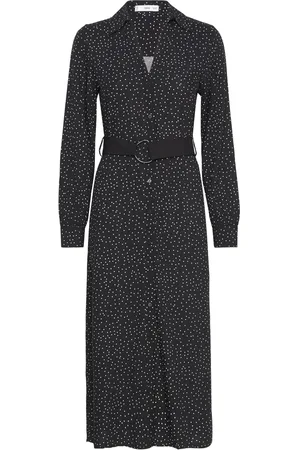 MANGO Polka Dot Shirt Dress Polvipituinen Mekko Black