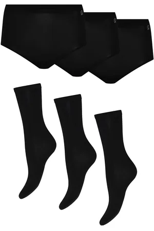 URBAN QUEST 3-Pack Women Bamboo Maxi Brief + 3 -Pack Basic Socks Lingerie Socks Regular Socks Black