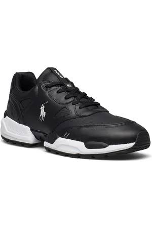 Ralph Lauren Jogger Leather-Paneled Sneaker Matalavartiset Sneakerit Tennarit Black