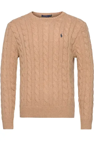 Ralph Lauren Cable-Knit Cotton Sweater Designers Knitwear Round Necks Beige
