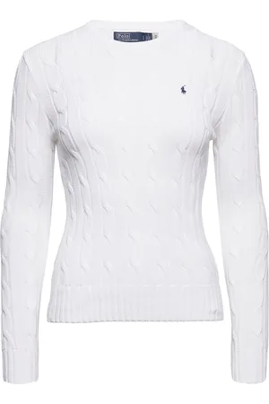 Ralph Lauren Cable-Knit Cotton Crewneck Sweater Tops Knitwear Jumpers White
