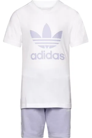 adidas Short Tee Set Sets Sets With Short-sleeved T-shirt Purple