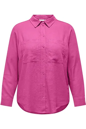 ONLY Carcaro L/S Ovs Linen Shirt Tlr Tops Shirts Long-sleeved Pink