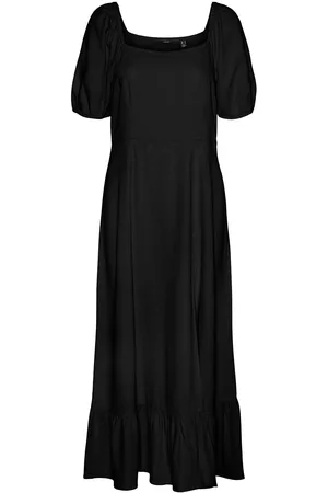 VERO MODA Vmmymilo Ss 7/8 Dress Wvn Ga Polvipituinen Mekko Black