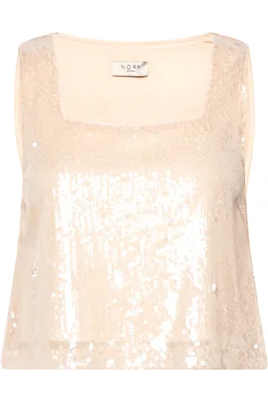 Norr Sequina Sl Top Tops Blouses Sleeveless Cream
