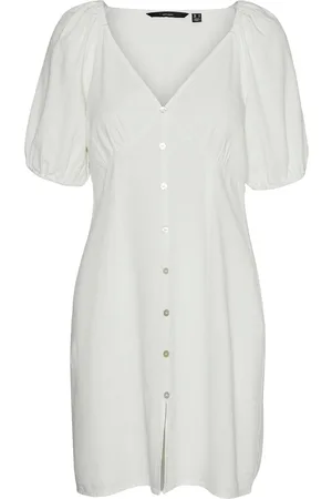 VERO MODA Vmmymilo 2/4 Short Button Dress Wvn Ga Lyhyt Mekko White