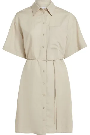 Calvin Klein Linen Blend Relaxed Shirt Dress Lyhyt Mekko Beige