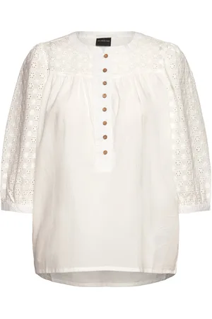Brandtex Blouse-Woven Tops Blouses Long-sleeved White