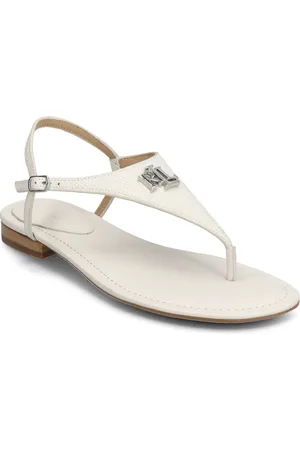 Ralph Lauren Ellington Lizard-Embossed Sandal Matalapohjaiset Sandaalit White