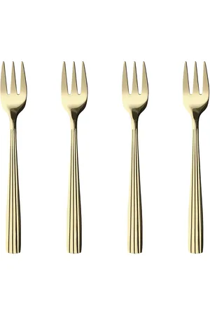 aida Raw - Bestik- Kagegaffel Champagne Guld Farvet Belægning 4 Stk Gaveæske Home Tableware Cutlery Cutlery Set Gold