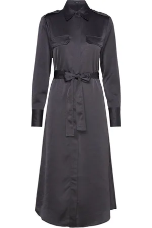 MANGO Satin Shirt Dress Polvipituinen Mekko Navy