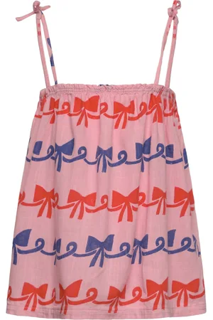 Bobo Choses Ribbon Bow All Over Woven Top Tops T-shirts Sleeveless Pink