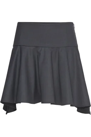 MANGO Wool Mini-Skirt With Asymmetrical Hem Lyhyt Hame Grey