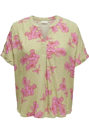 ONLY Cartilda Life S/S V-Neck Top Aop Tops Blouses Short-sleeved Green