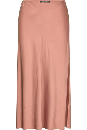 French Connection Ennis Satin Midaxi Slip Skirt Polvipituinen Hame Beige
