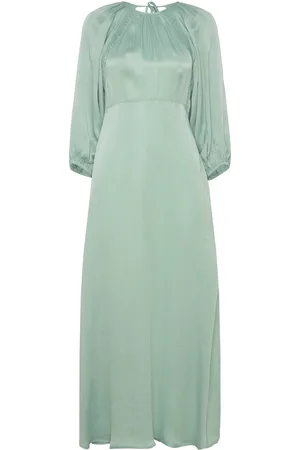 by Ti Mo Crepe Satin Maxi Dress Maksimekko Juhlamekko Green