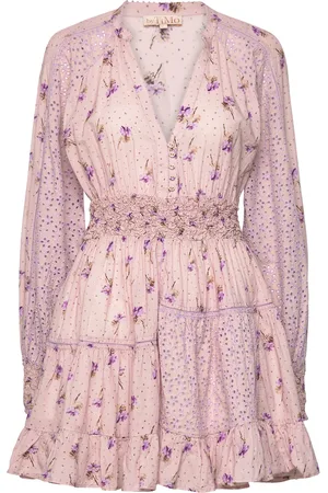 by Ti Mo Patchwork Mini Shirt Dress Lyhyt Mekko Pink