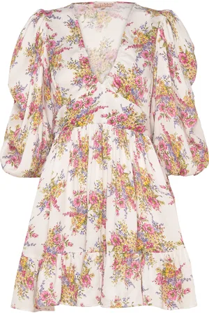 by Ti Mo Crepe Satin Puffed Mini Dress Designers Short Dress Multi/patterned