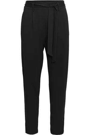 MSCH Mschpopye Pants Bottoms Trousers Straight Leg Black