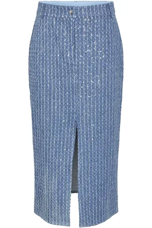 Y.A.S Leodis Hw Midi Skirt - Show Polvipituinen Hame Blue