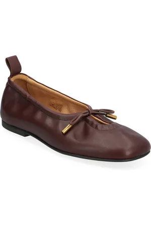 ALOHAS Rosalind Black Leather Ballet Flats Ballerinat Brown