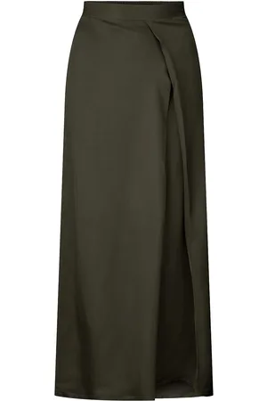 Rabens Saloner Acetate Skirt - Bjarka Designers Maxi Khaki Green Rabens Sal R