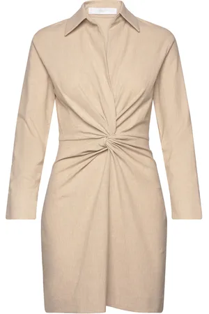 MANGO Knot Detail Dress Lyhyt Mekko Beige